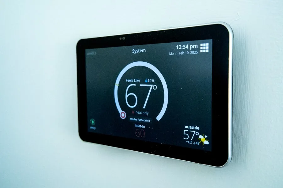 smart thermostat on wall