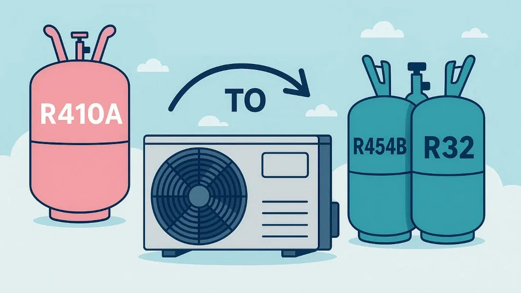 old versus new hvac refrigerants side by side artistic rendition